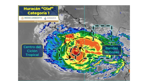 Huracán Olaf toca tierra en Los Cabos, Baja California Sur