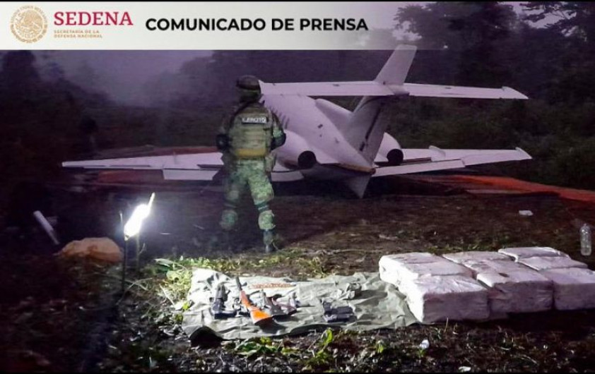 Ejército y GN asegura aeronave, armas y 270 kilogramos de cocaína en Chiapas