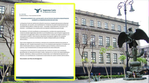 SCJN condena los hechos violentos en la marcha de la ‘Generación Z’ en la CDMX