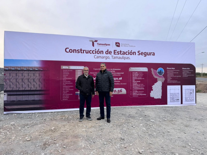 Supervisan secretarios de Seguridad y Obras Públicas construcción de Estaciones Seguras en la frontera