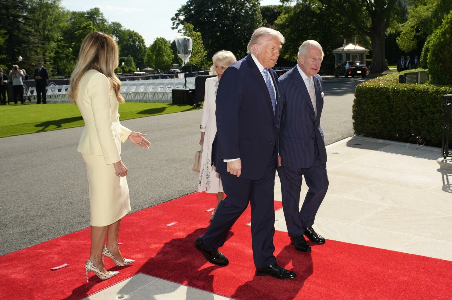 Trump recibe a Carlos III y Camila en la Casa Blanca en inicio de visita de Estado