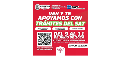 Llevarán trámites gratuitos del SAT a Reynosa del 9 al 11 de junio