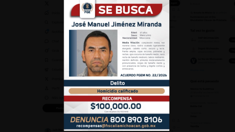 Fiscalía de Michoacán ofrece recompensa por exjefe de escoltas vinculado al caso Carlos Manzo