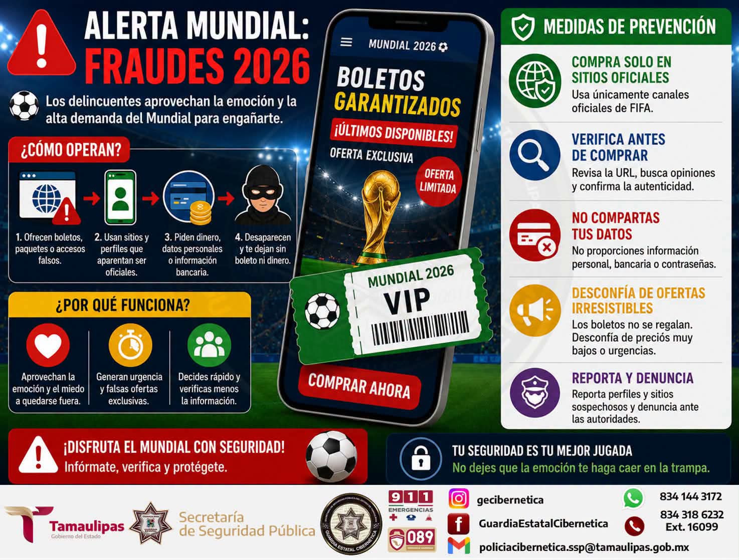 SSPT emite alerta por fraudes relacionados con el Mundial 2026
