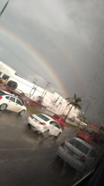 Sale doble arco iris tras lluvia en Tampico
