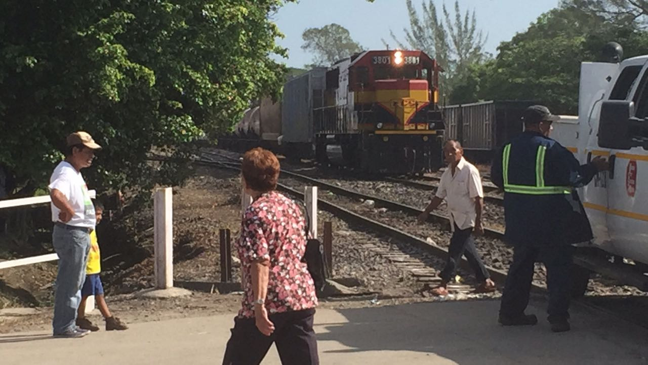 Dañan malla que limita cruzar frente al tren