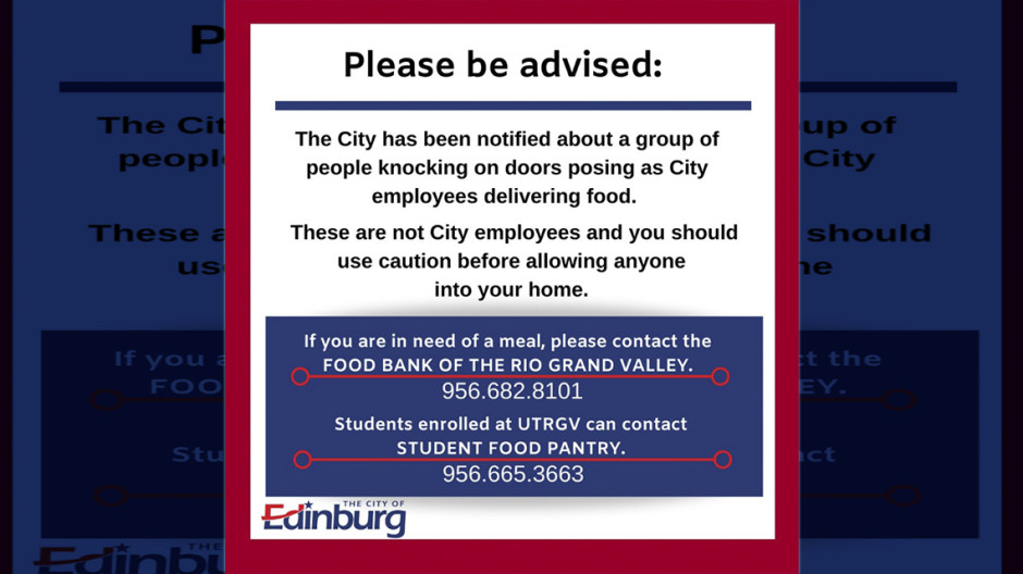 Alerta Edinburg por grupo de personas suplantando a personal del gobierno