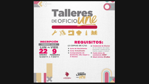 Invitan a inscribirse en talleres de oficio UNE
