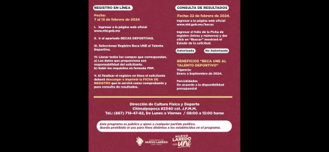 Invita a Gobierno Municipal a registrarse para beca al talento deportivo 2024