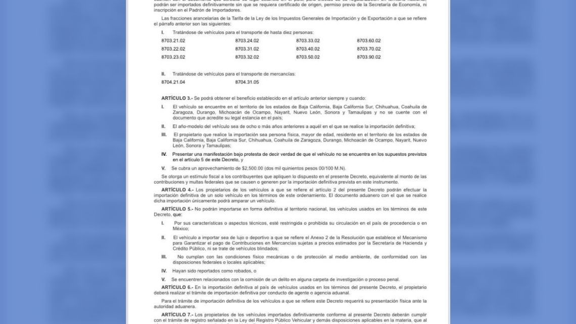 Publican decreto para regularización de autos chocolate 