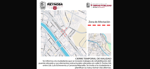 Inicia obra de rehabilitación en estructura del Puente Elevado; cierran vialidades 