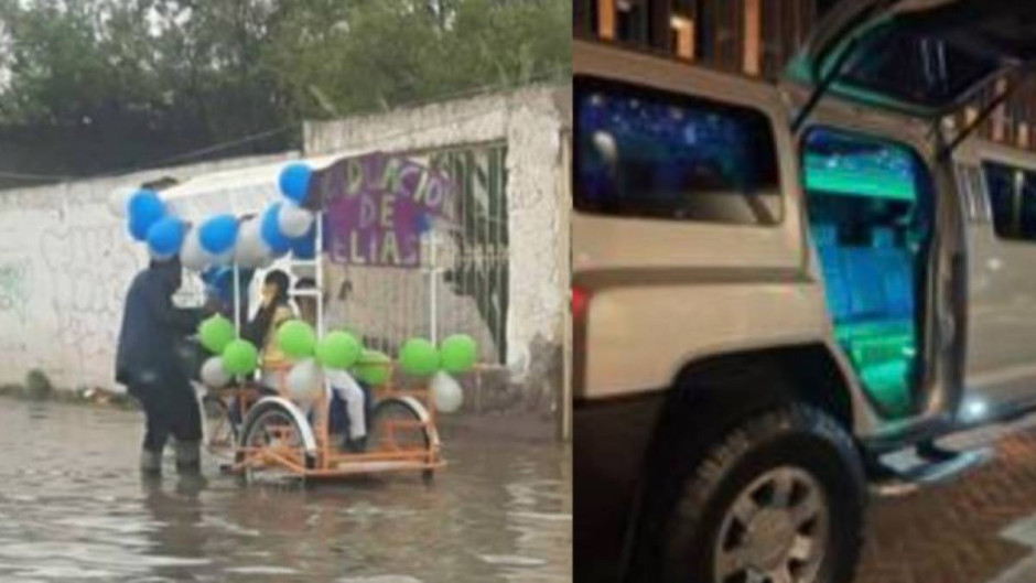 Llegan a caravana de graduación en triciclo y ganan un paseo en limusina 