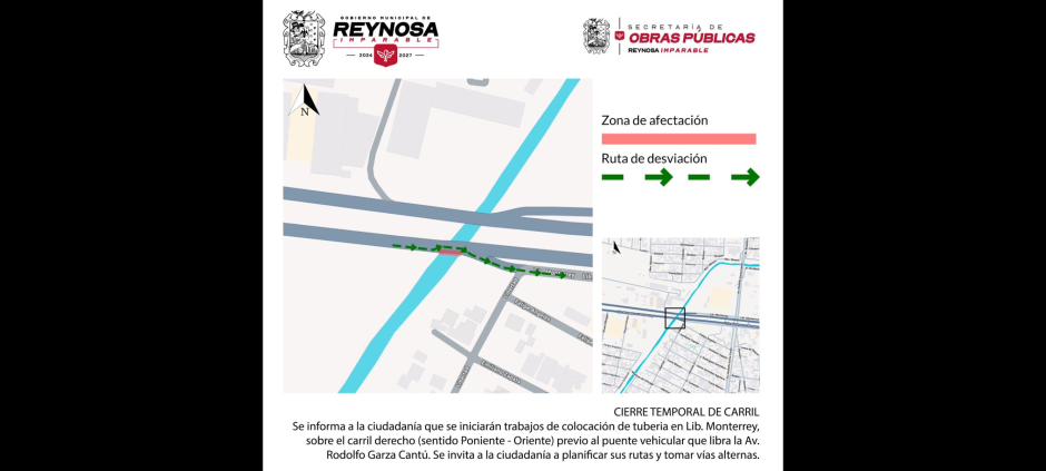 Desarrollan obra con vialidades cerradas temporalmente 