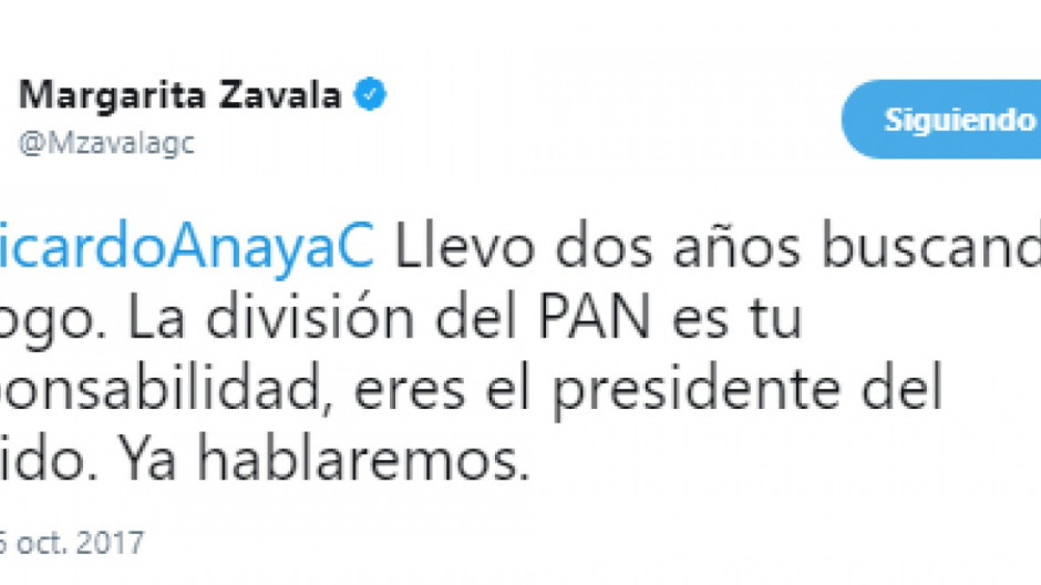 Intercambian tuits Anaya y Margarita