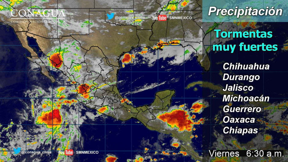 Lluvias predominarán en varios estados del país
