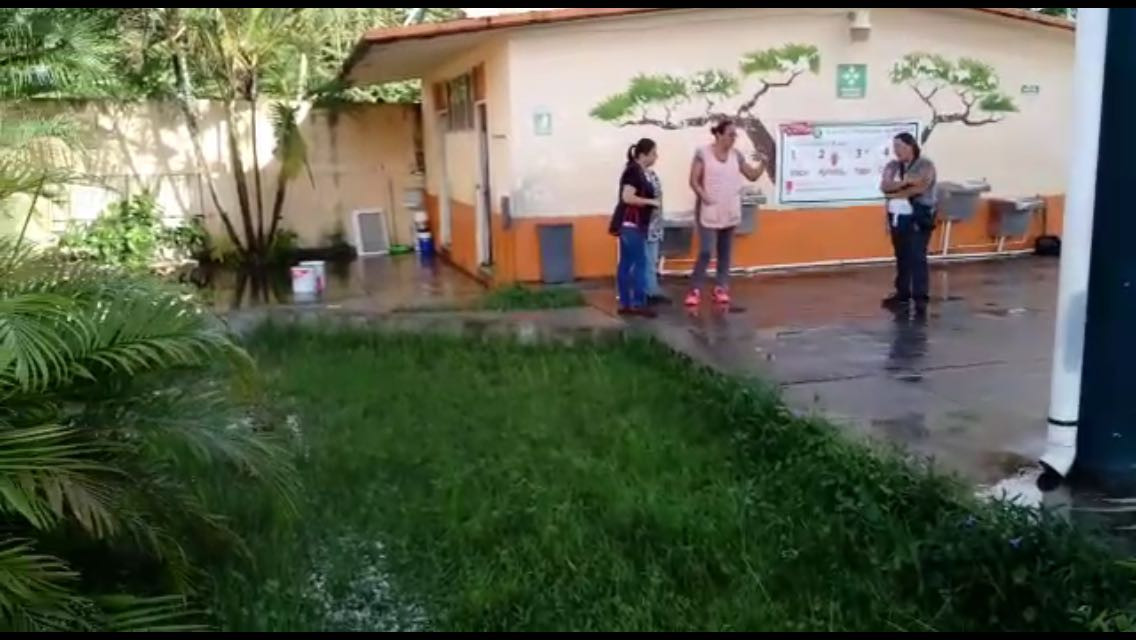 Brotan aguas negras en primaria