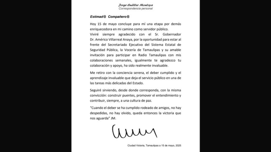 Jorge Cuéllar Montoya confirma su salida al frente de la Vocería de Seguridad