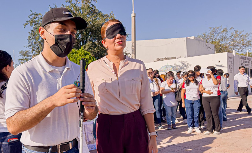 Participa Gobierno de Reynosa en caminata conmemorativa por el Día Internacional del Bastón Blanco