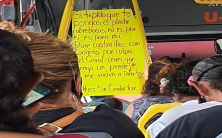 Se hace viral mensaje de un chofer que pide usar cubrebocas