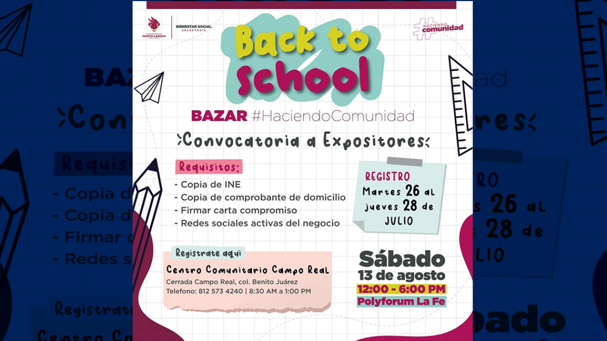 Convocan a emprendedores locales a ser parte del bazar “Back To School”