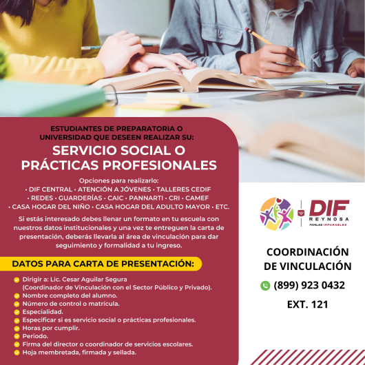 Ofrece DIF Reynosa espacios para servicio social