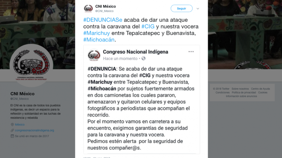 Denuncian presunto ataque a caravana de Marichuy