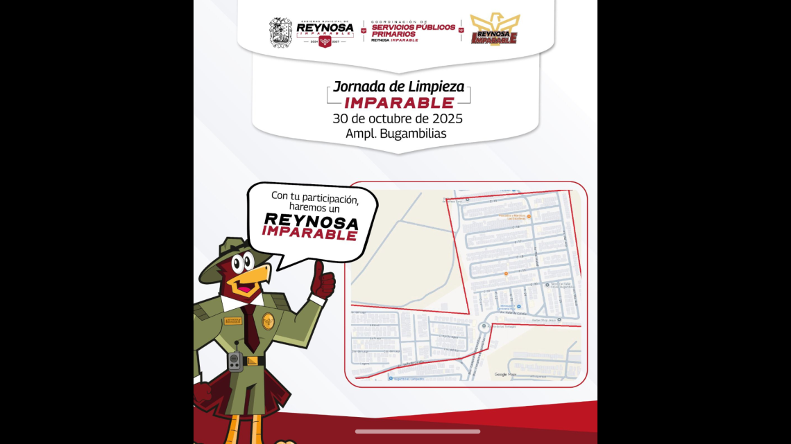 Inicia jornada de limpieza y descacharre en la colonia Bugambilias de Reynosa