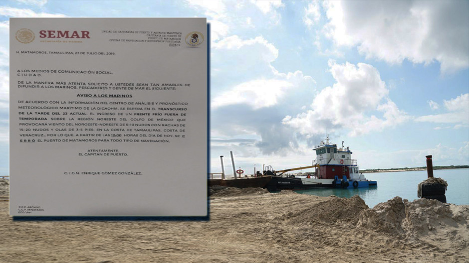 Alerta cierran navegación en el puerto Matamoros 