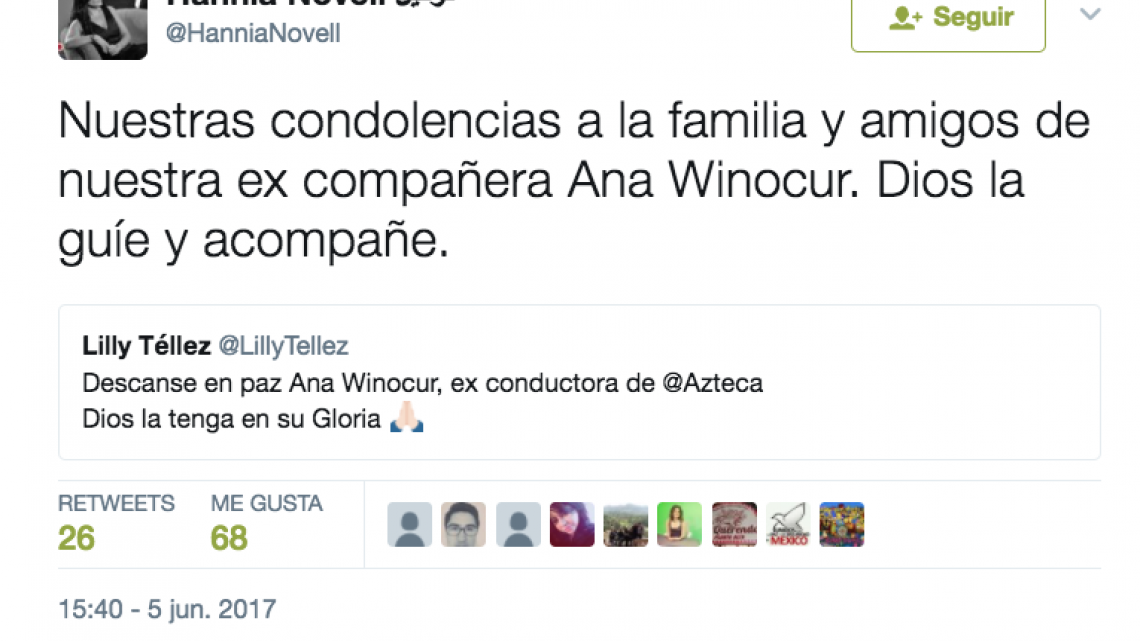 Fallece Ana Winocur ex conductora de TV Azteca   