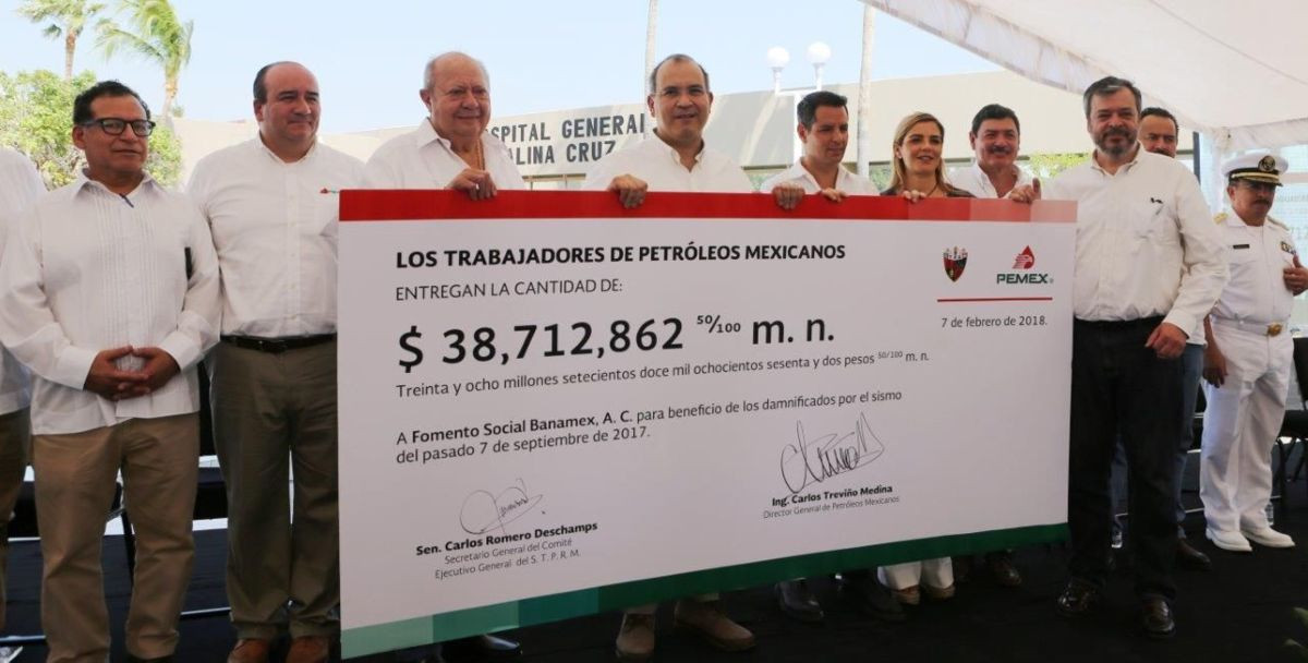 Dona Pemex casi 39 mdp para reconstrucción de viviendas en Oaxaca