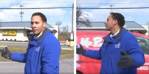 Madre interrumpe enlace en vivo de reportero para saludarlo