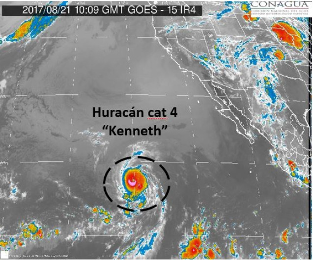 Huracán Kenneth alcanza la categoría 4, sin afectar costas mexicanas