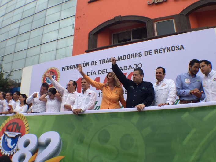 Politizan desfile de los trabajadores en Reynosa