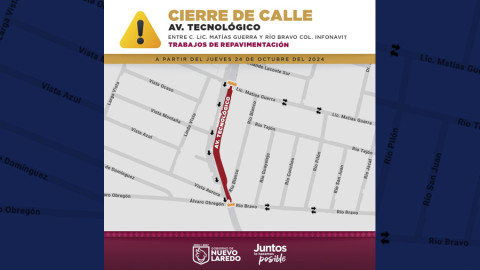 Cierran tramo de la Ave. Tecnológico por obra de repavimentación