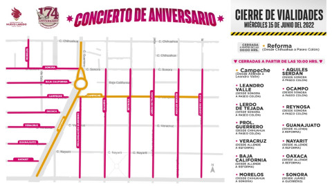 Cerrarán vialidades por gran concierto de aniversario 