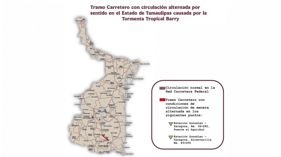 Reabren esta noche, de manera temporal, la carretera Victoria-Tampico