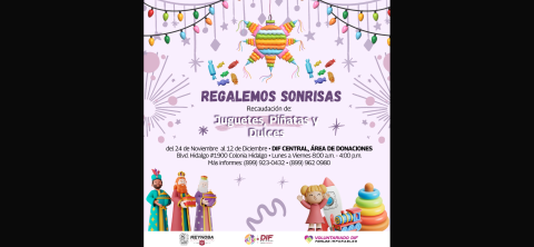 Llama Voluntariado DIF-Reynosa a Regalar Sonrisas para llevar alegría a niñas y niños