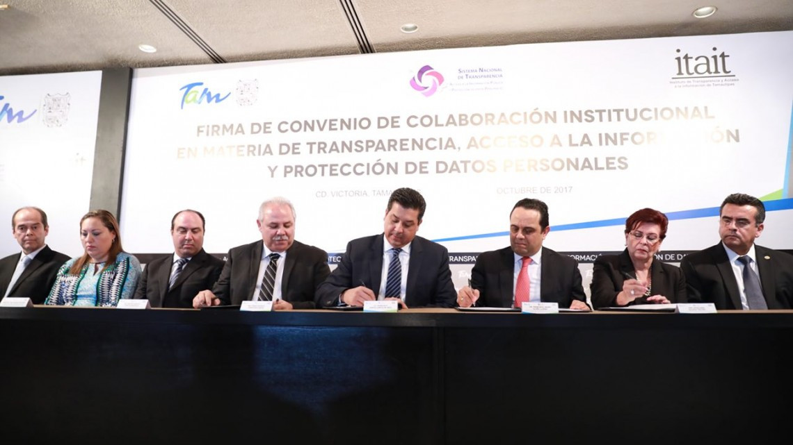 Firma convenio Gobierno del Estado con INAI e ITAIT
