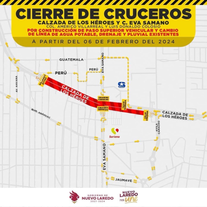 Habrá cierre de vialidad y suspensión de servicio de agua por trabajos en obra de puente vehícular Calzada de los Héroes 