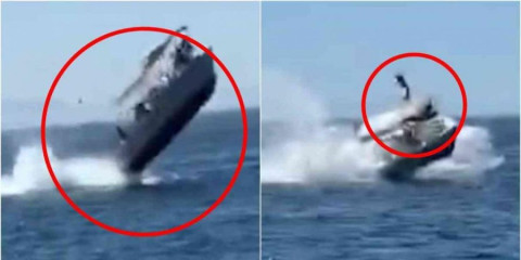 Ballena salta fuera del agua y cae sobre yate en Sinaloa