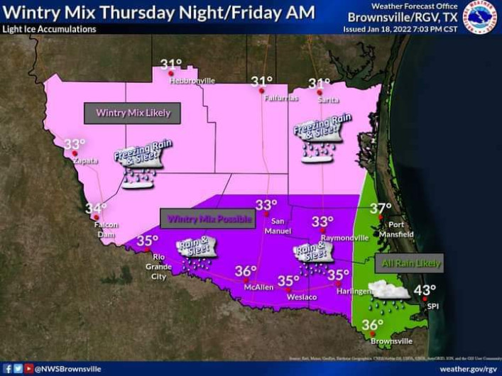 Llegarán heladas al Valle de Texas durante jueves y viernes