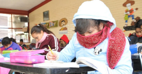Frío generó un ausentismo escolar del 43 por ciento en las aulas 