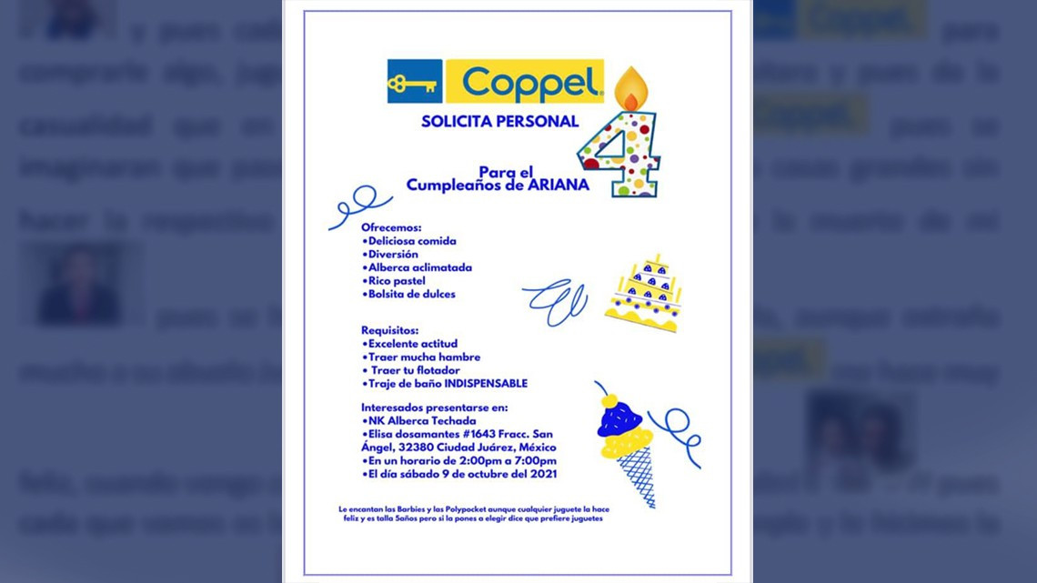 Niña de Ciudad Juárez pide fiesta con temática de Coppel