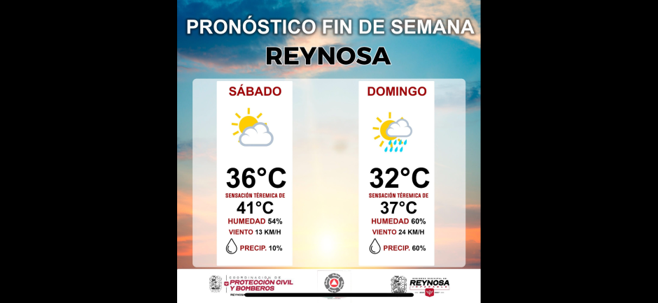 Pronostican lluvias para este domingo en Reynosa; PCyB Reynosa emiten recomendaciones