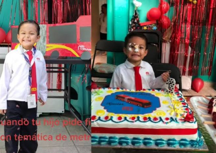 Se hace viral tras festejar su cumpleaños con temática de metrobús 