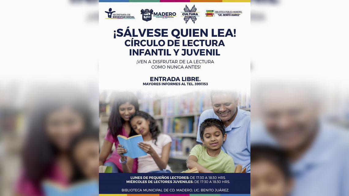 Invitan a círculo de lectura infantil y juvenil
