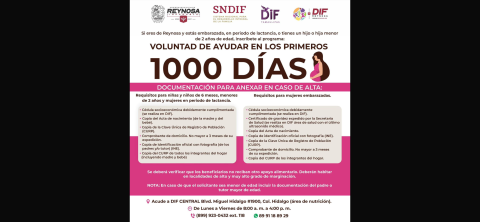 Invita DIF-Reynosa a registrarse al programa “Voluntad de Ayudar en los Primeros 1000 Días”