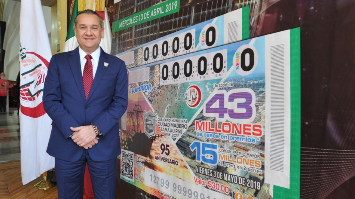 Oseguera ubica a Madero en  plano Nacional; aparece municipio en billete de lotería