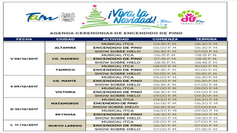 Posponen encendido del árbol navideño en Reynosa y Matamoros