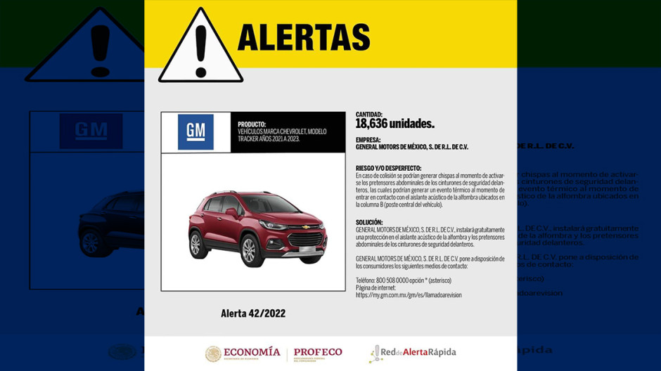 Llaman a revisión vehículos Tracker por fallas en cinturón de seguridad